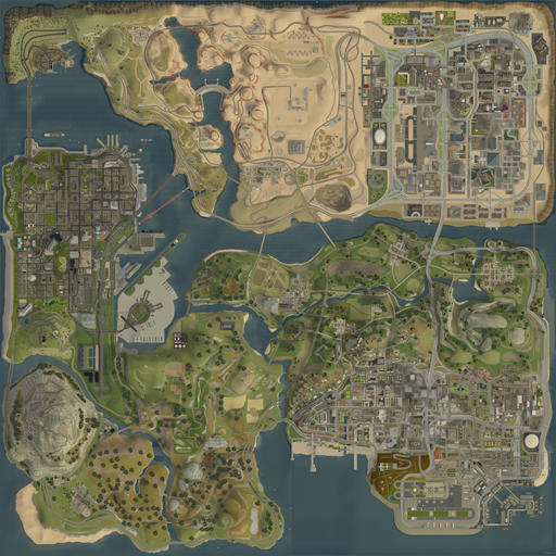 San-Andreas-Karte als Grundlage der anonymisierten Konflikt-Heatmap
